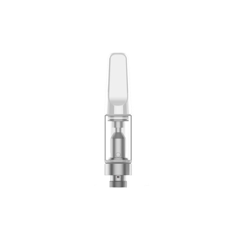 μKERA 510 thread hand-press vape cartridge featuring a snap-on leak-proof mouthpiece and food-grade ceramic coil for THC oil.