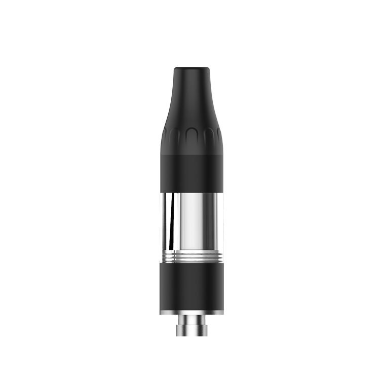 uKERA Ultra Cart 510 thread vape cartridge with sleek matte black mouthpiece and clear glass reservoir