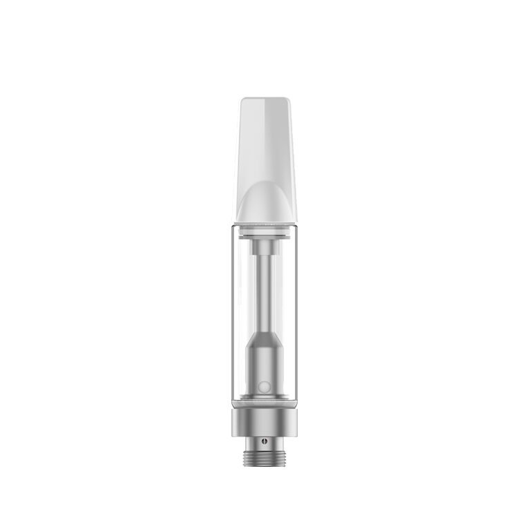 Customizable μKERA 510 hand-press vape cartridge with press-fit mouthpiece for bulk THC and CBD oil manufacturing.