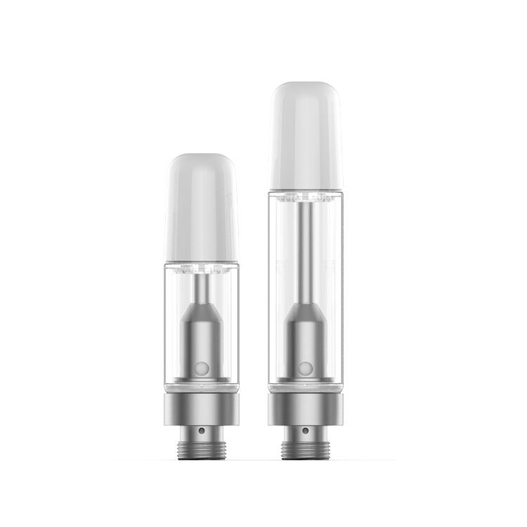 uKERA screw-on 510 thread vape cartridge with a clear borosilicate glass tank and ceramic coil heating element