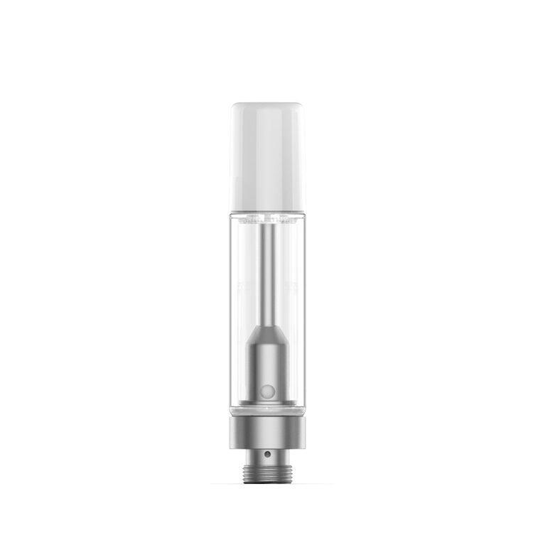 Customizable μKERA screw-on 510 vape cartridges displayed with colorful round and flat mouthpieces for OEM wholesale branding.