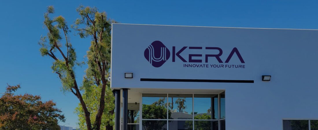 Exterior view of the µKERA headquarters facility featuring the company logo and tagline 'Innovate Your Future', a leading manufacturer of ceramic cannabis vape hardware and micro-vaporization technology.