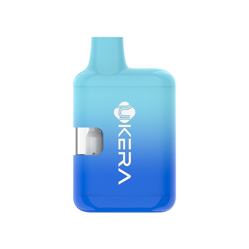 UkeraLab uKERA Nimbus II disposable vape device in vibrant blue to Tiffany blue gradient color finish with zirconia ceramic center post and mesh coil.