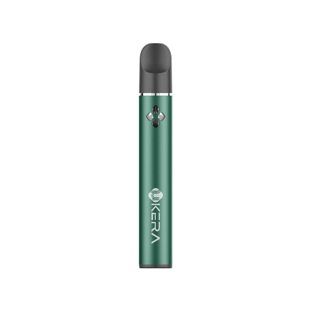 uKERA GP disposable vape pens in soft pastel green custom finishes displayed on a clean studio backdrop.