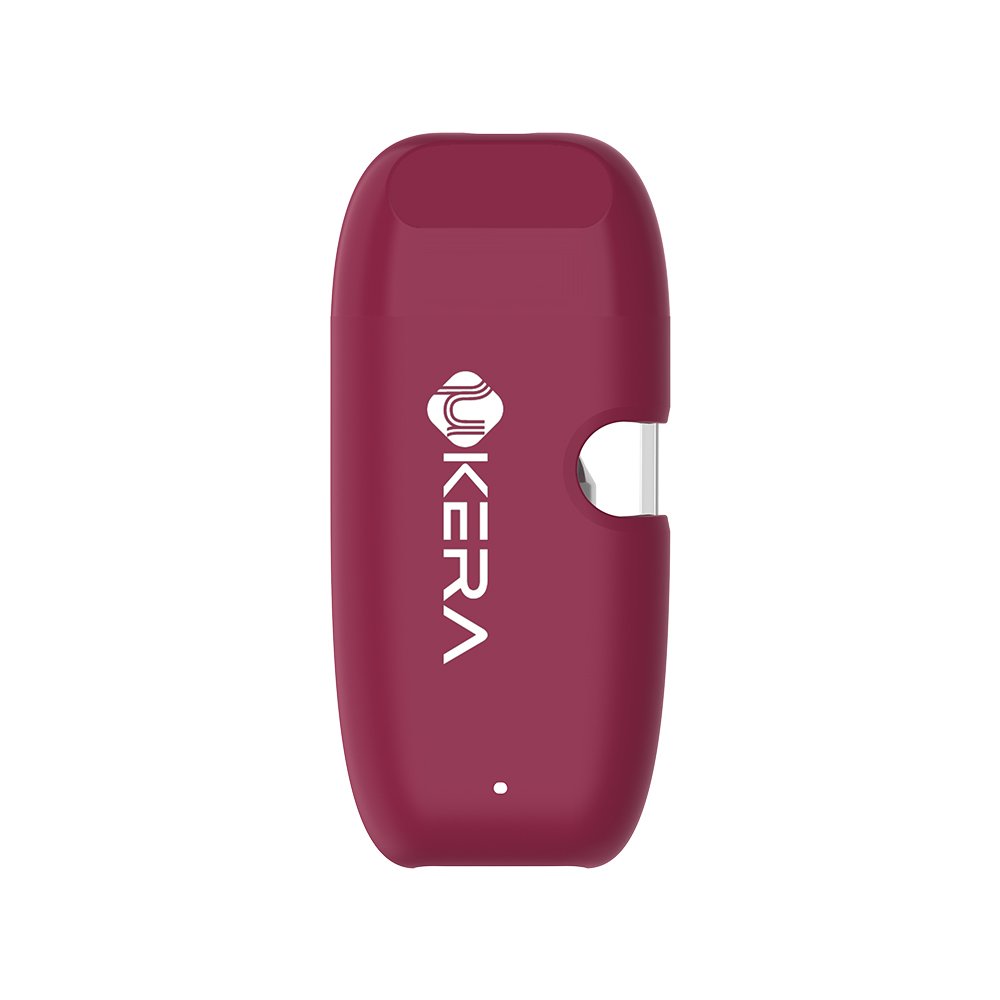 Vibrant red uKERA G189 Cobi mesh coil disposable vape hardware with open top filling, puff activation, and 250mAh USB-C rechargeable battery for OEM/ODM at UKERALAB.com.