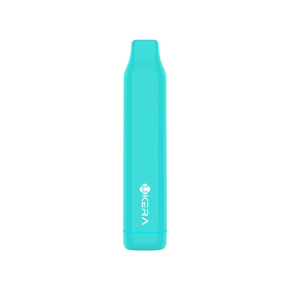 Sleek uKERA Magneto disposable vape pen featuring a matte black ergonomic cylindrical body, clear oil window, and cyan LED indicator ring.