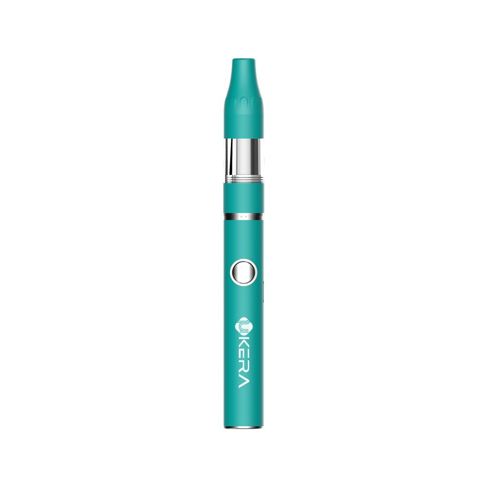 uKERA Ultra Cart vape battery showing universal 510-thread stainless steel connector base attached to a clear oil cartridge.