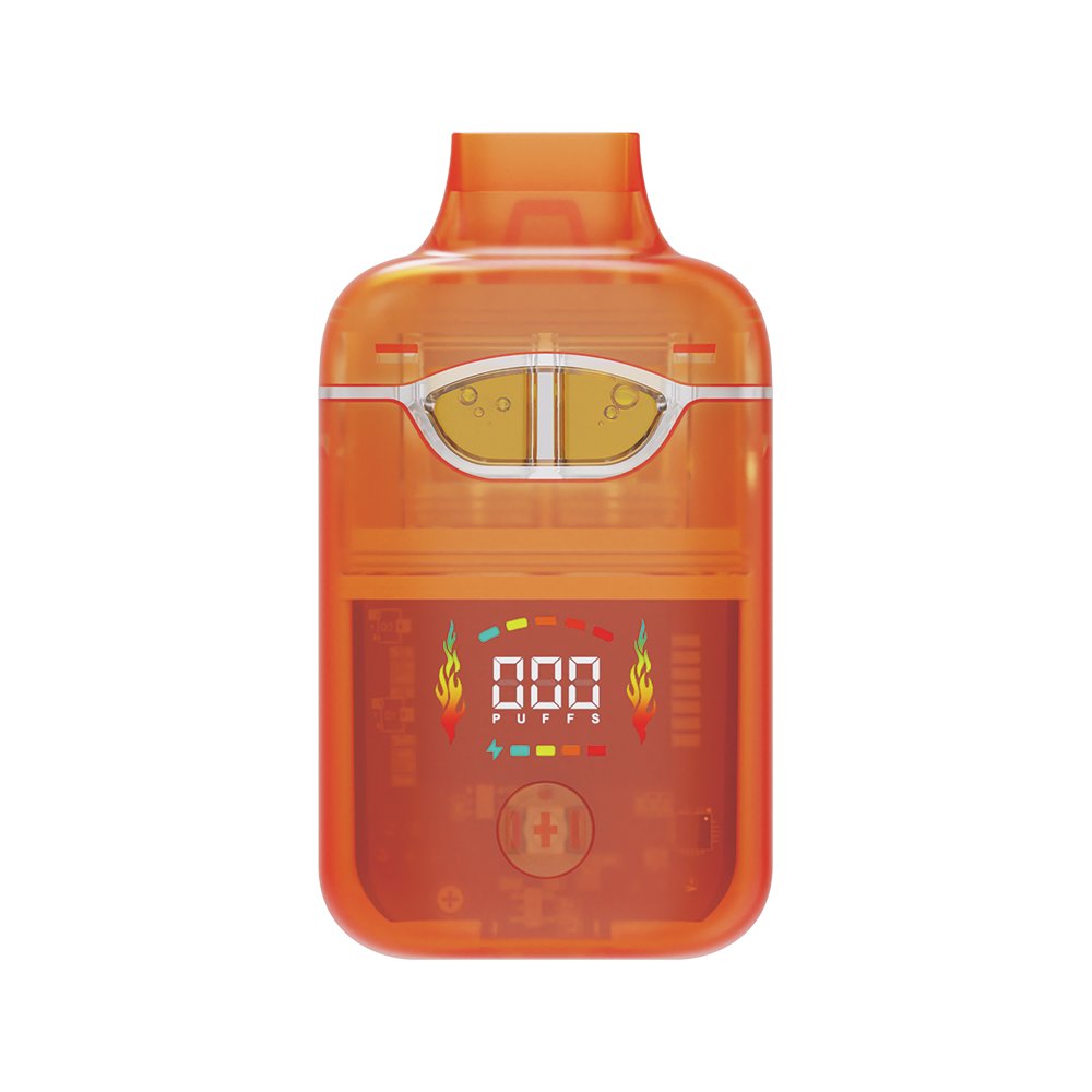 Display of Ukera G192 disposable vape hardware with transparent dual-flavor chambers, top-fill design, ceramic coil atomizers, and bottom air intake.
