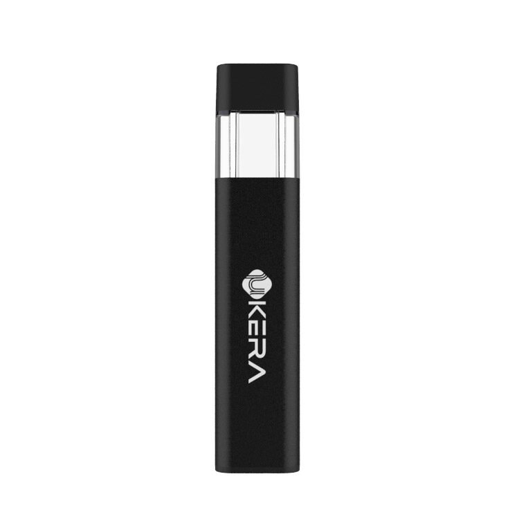 uKERA Ultra Slim disposable THC vape pen standing on a lunar surface with astronauts, featuring a sleek black body and clear oil viewing window.