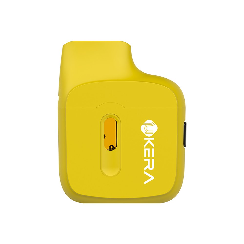 Matte yellow Ukera YB56 pocket disposable vape device with clear oil window and ceramic heating core for OEM custom branding