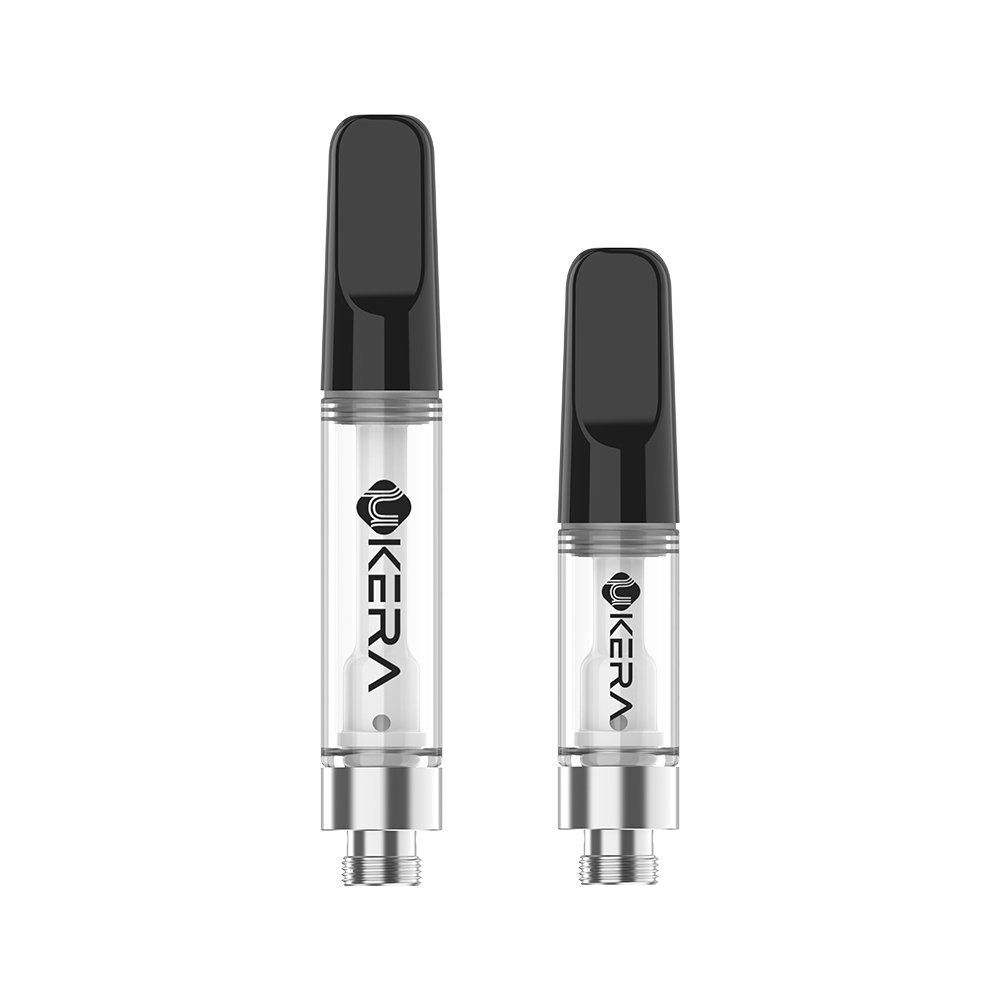 Black Ukera G181 Luma 510 thread vape cartridges showing 1.0mL and 0.5mL sizes with premium ceramic cores for B2B empty vape hardware wholesale.