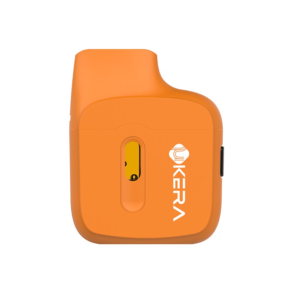 Bold orange Ukera YB56 portable disposable vaporizer with illuminated bottom USB-C charging port for private label oil brands