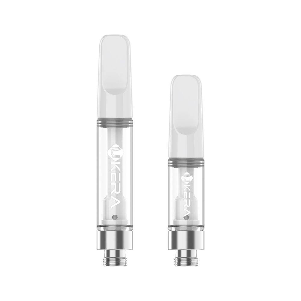 White Ukera G181 Luma 510 thread empty vape cartridges in 1.0mL and 0.5mL sizes, built with high-purity ceramic heating technology for bulk wholesale suppliers.