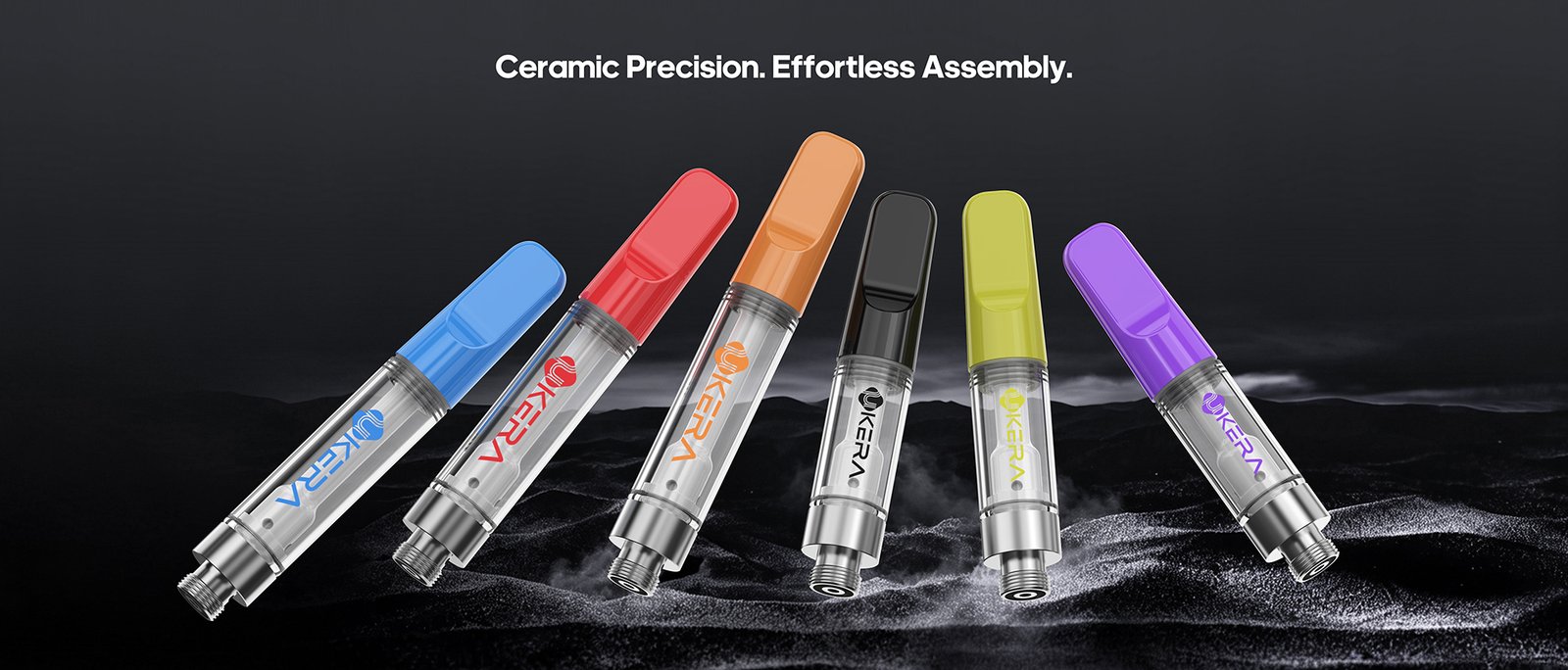µKERA G181 ceramic heating coil 510 thread cartridges featuring multiple color options and ceramic precision effortless assembly banner